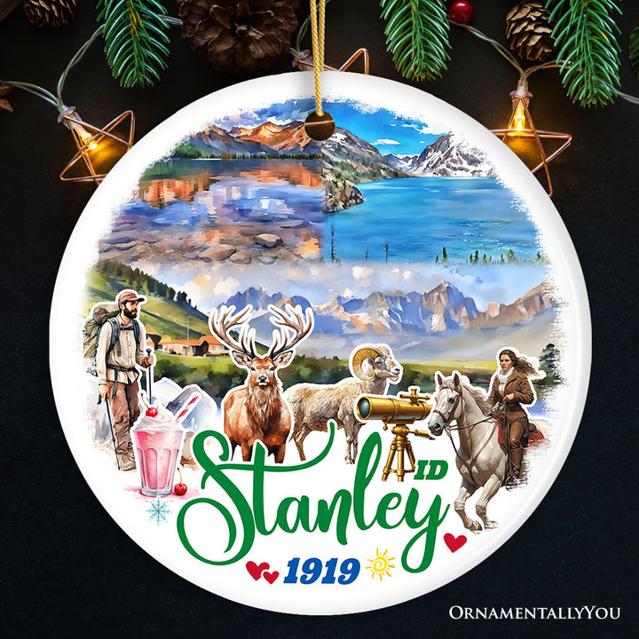 Breathtaking Stanley Mountain Town Ornament, Idaho Wilderness Christmas Gift and Scenic Lakeside Souvenir