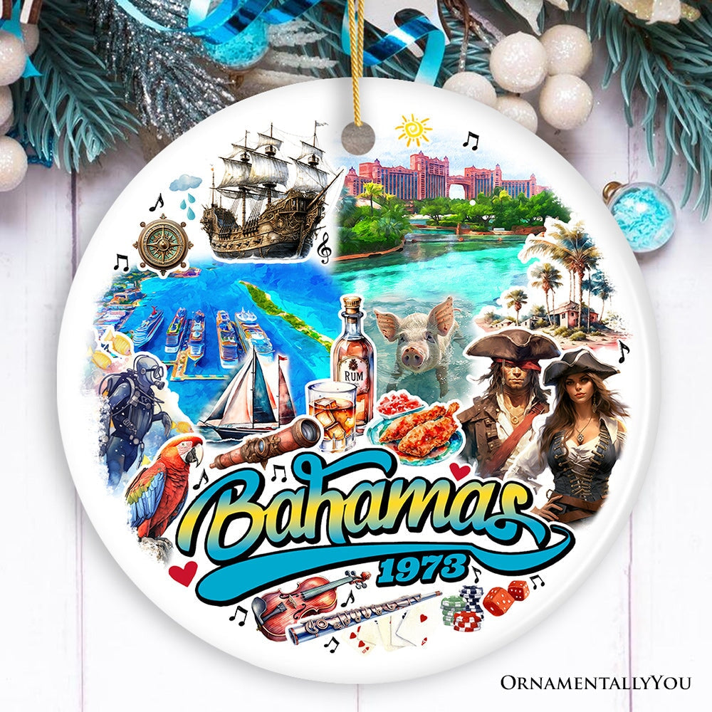 Breathtaking Tropical Bahamas, Caribbean Cultures and Landscapes Travel Souvenir and Christmas Gift Ceramic Ornament OrnamentallyYou Circle 