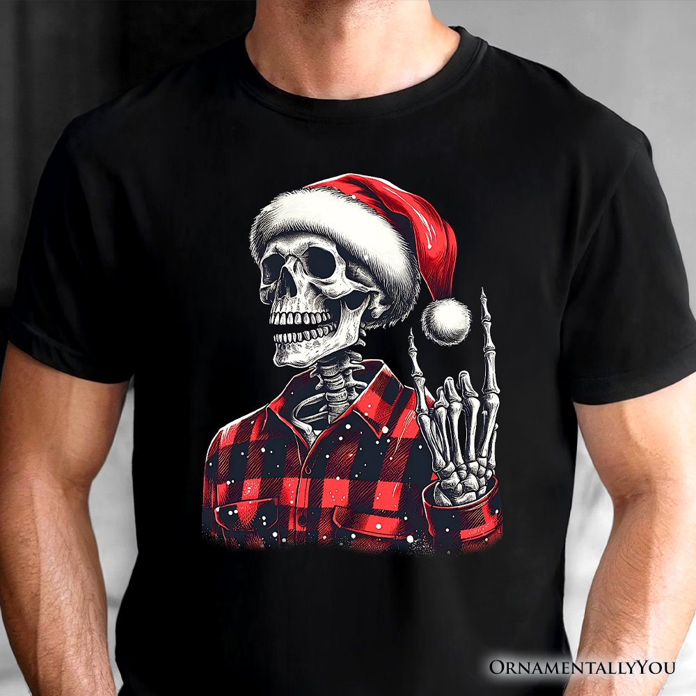 Buffalo Plaid Christmas Skeleton T‑Shirt, Brutal Guys Tee T-Shirts OrnamentallyYou 