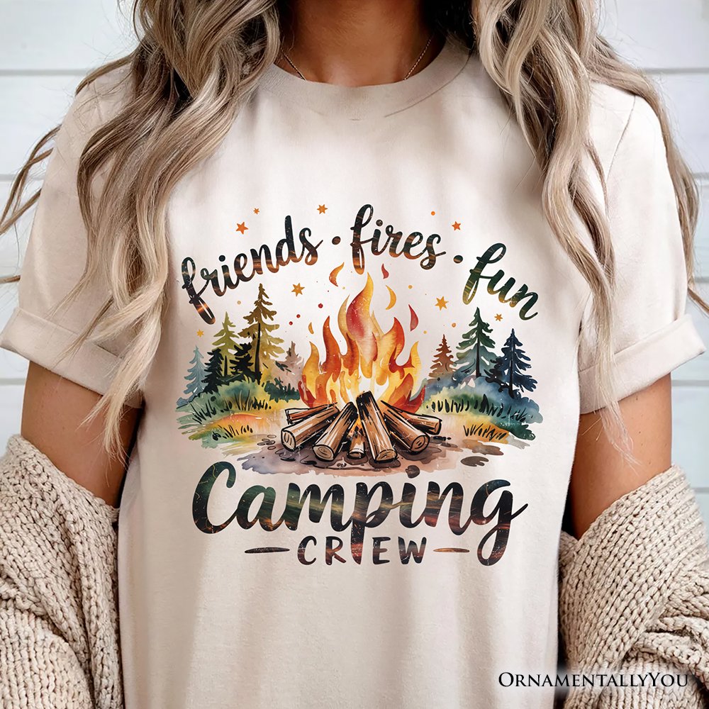 Camping Crew Campfire T-Shirt, Friends Fires Fun Outdoor Tee T-Shirts OrnamentallyYou 