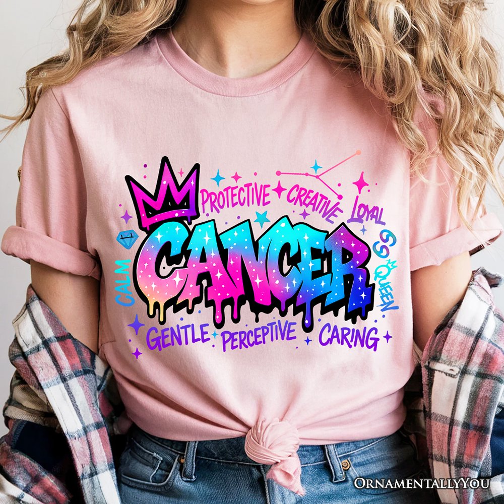Cancer Graffiti Zodiac T-Shirt, Street Style Astrology Horoscope Tee T-Shirts OrnamentallyYou 