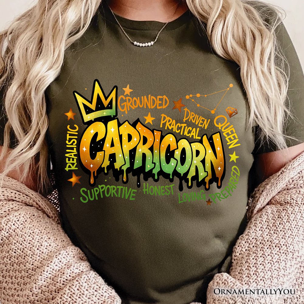 Capricorn Graffiti Zodiac T-Shirt, Street Style Astrology Horoscope Tee T-Shirts OrnamentallyYou 