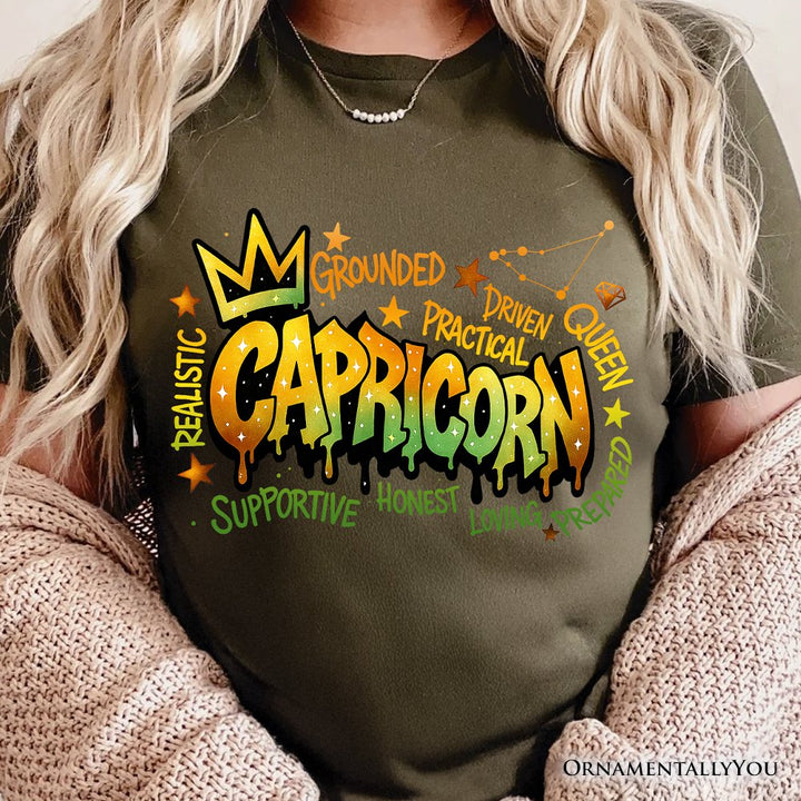 Capricorn Graffiti Zodiac T-Shirt, Street Style Astrology Horoscope Tee T-Shirts OrnamentallyYou 