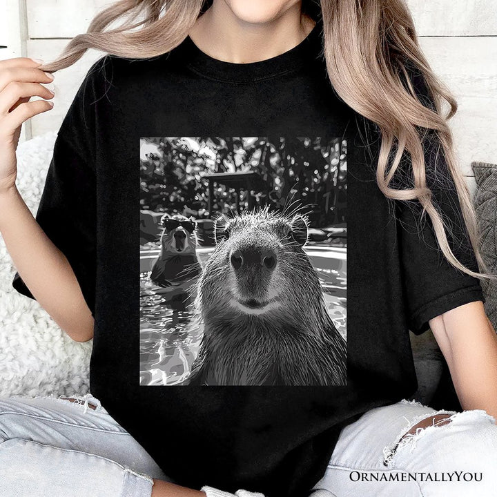 Capybara Selfie Funny T-Shirt, Meme Animal Photo Style Tee T-Shirts OrnamentallyYou 