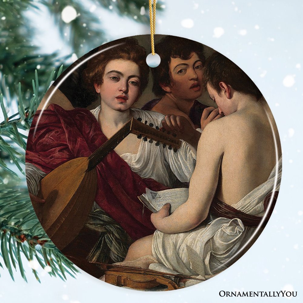 Caravaggio Musicians Ornament, Famous Painting Christmas Decoration Souvenir Ceramic Ornament OrnamentallyYou 