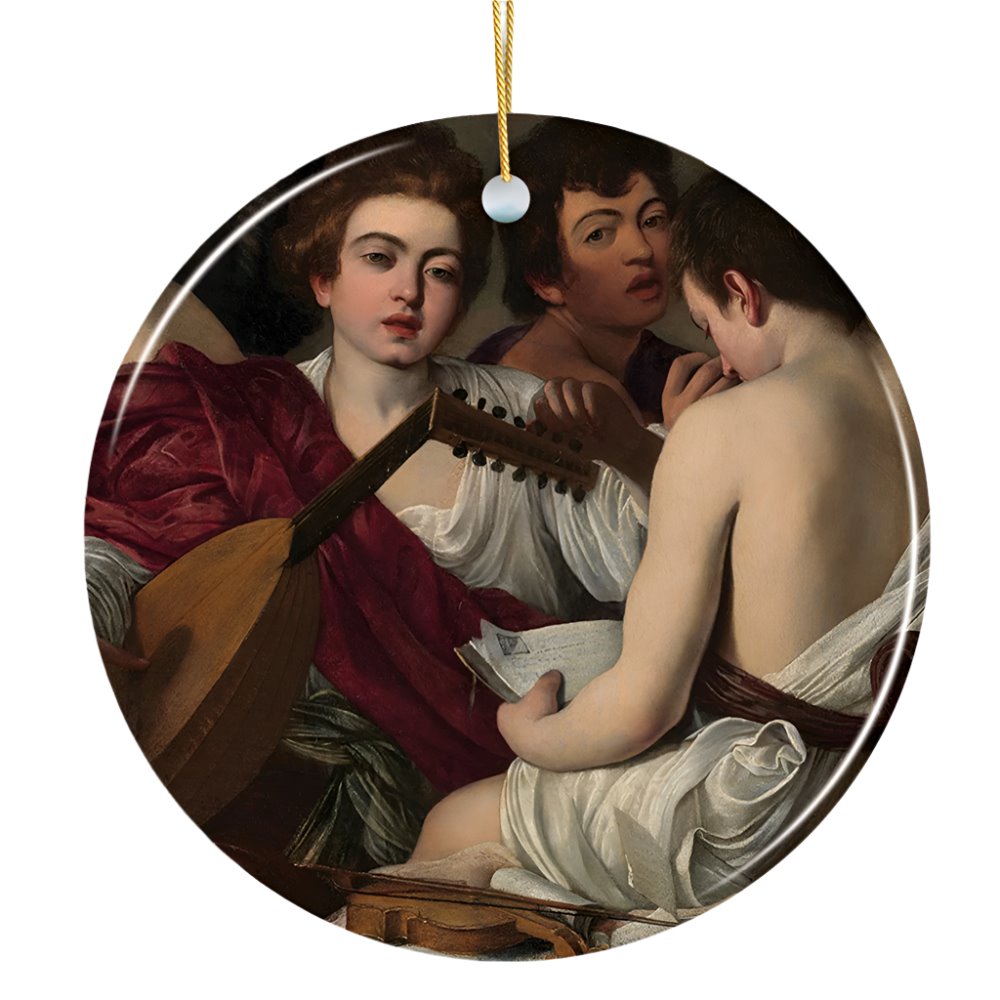 Caravaggio Musicians Ornament, Famous Painting Christmas Decoration Souvenir Ceramic Ornament OrnamentallyYou Circle 