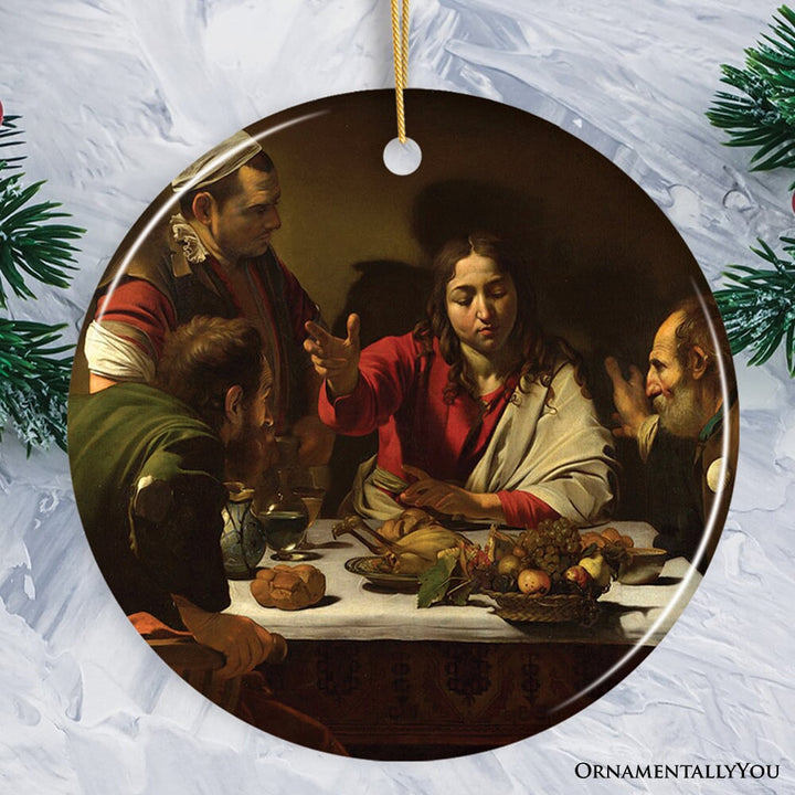 Caravaggio Supper at Emmaus Ornament, Famous Painting Christmas Decoration Souvenir Ceramic Ornament OrnamentallyYou Circle 