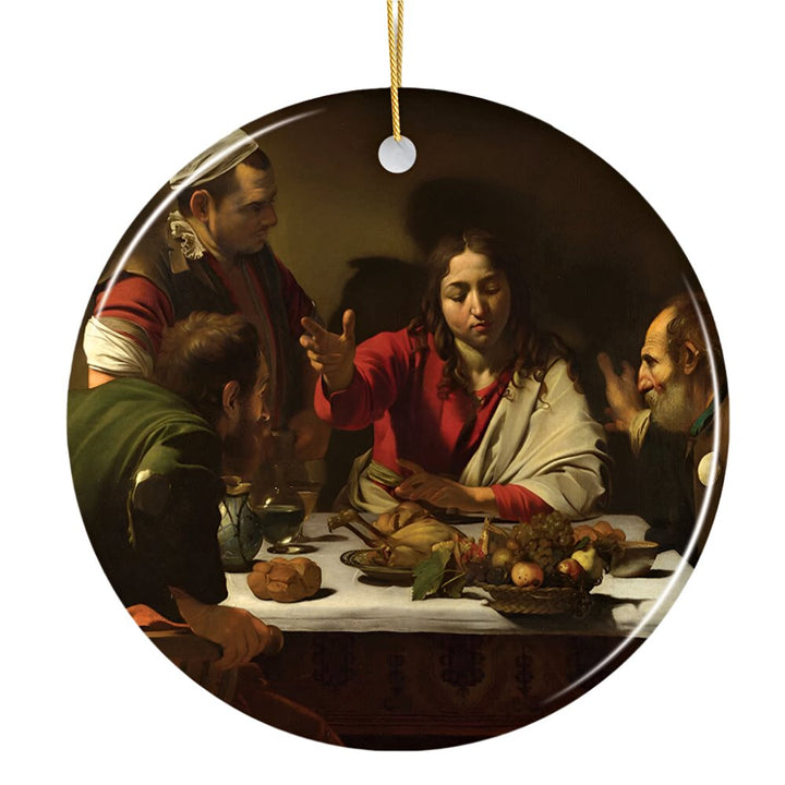 Caravaggio Supper at Emmaus Ornament, Famous Painting Christmas Decoration Souvenir Ceramic Ornament OrnamentallyYou Circle 