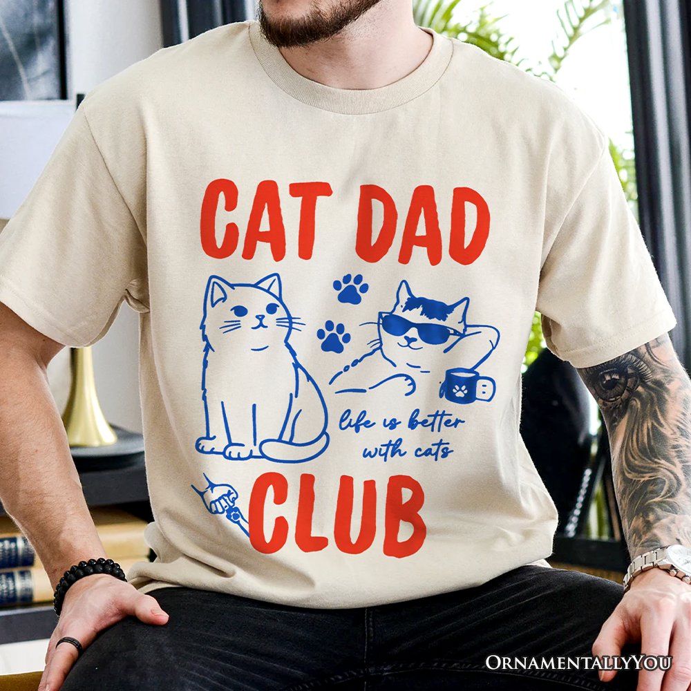 Cat Dad Club Retro T-Shirt, Funny Father's Day Tee T-Shirts OrnamentallyYou 