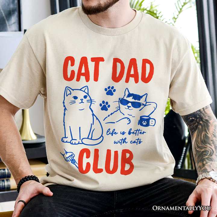Cat Dad Club Retro T-Shirt, Funny Father's Day Tee