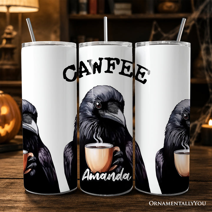 Cawfee Crow 20oz Personalized Tumbler With Lid and Stainless Steel Straw, Funny Bird Lover Gift Cup