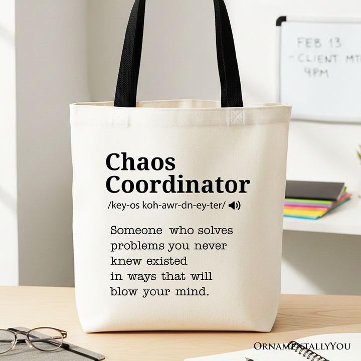 Chaos Coordinator Definition Canvas Tote Bag, Funny Gift Shopper for Busy Moms