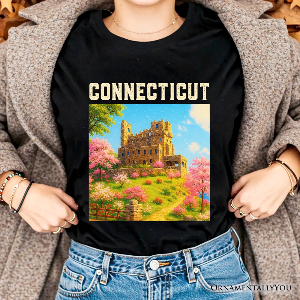 Charming Connecticut State Gillette Castle T-Shirt, Historic Landmark Tee and New England Travel Keepsake Souvenir T-Shirts OrnamentallyYou 