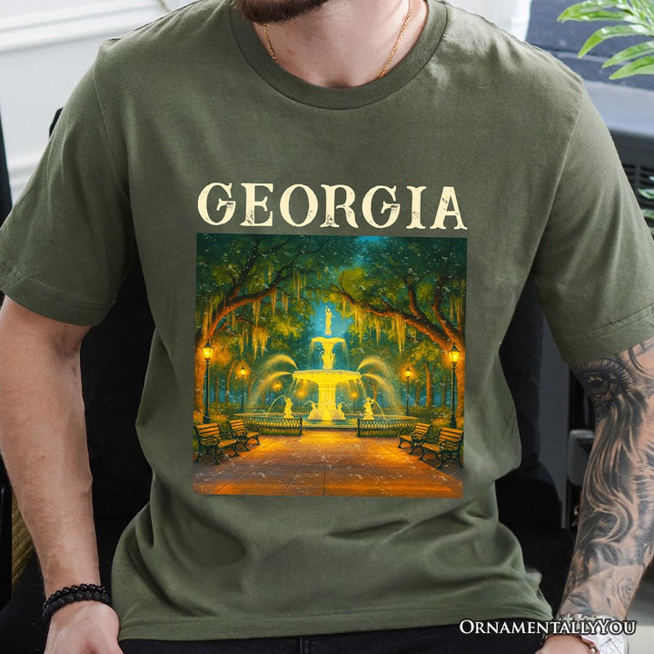 Charming Georgia State Forsyth Park T-Shirt, Savannah Landmark Tee and Southern Travel Souvenir T-Shirts OrnamentallyYou 