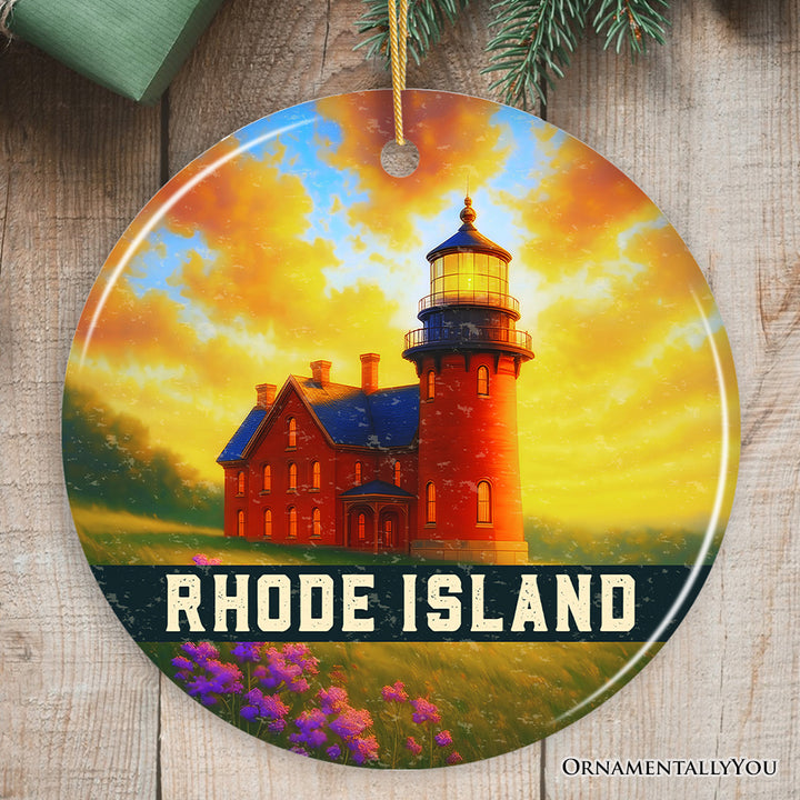 Charming Rhode Island Southeast Lighthouse Ornament, Block Island Coastal Landmark Christmas Gift and Seaside Souvenir