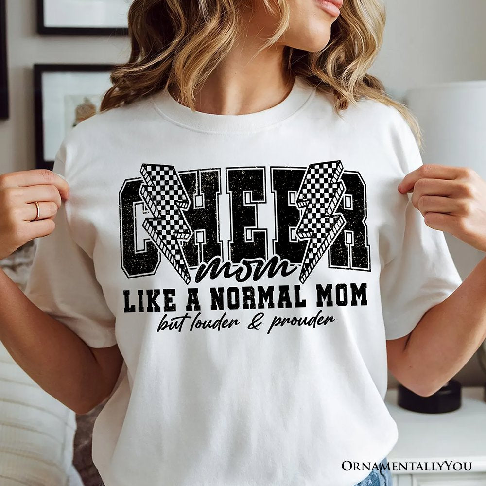Cheer Mom Lightning T-Shirt, Cheerleader Retro White and Natural Tee for Proud Sports Mothers T-Shirts OrnamentallyYou 