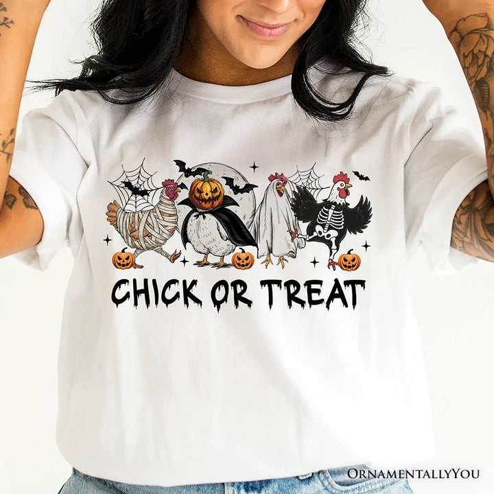 Chick or Treat Spooky T-Shirt, Halloween Chicken Tee for Country Life Enjoyers T-Shirts OrnamentallyYou 