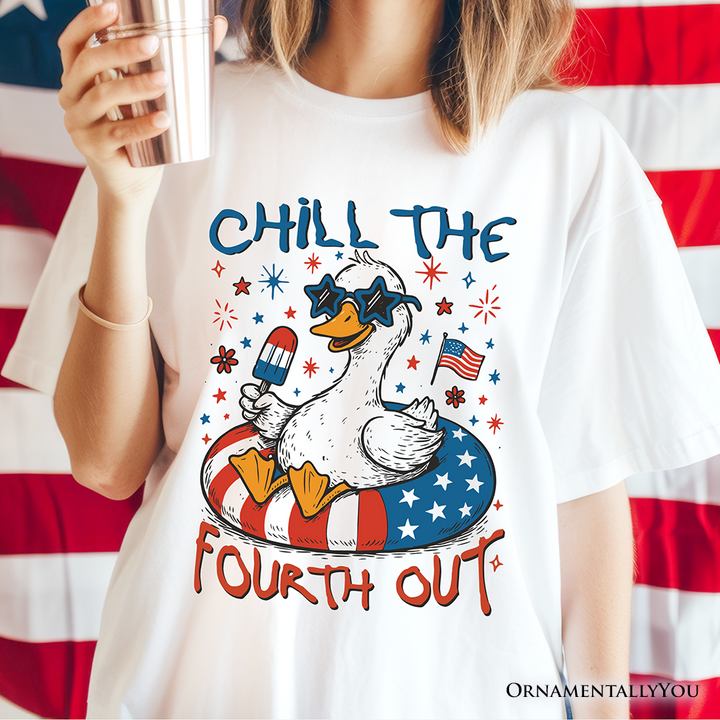 Chill The Fourth Out Goose T-Shirt, Funny Patriotic 4th of July Tee