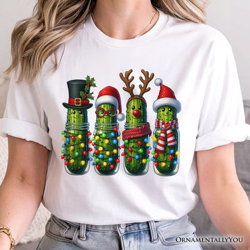 Christmas Pickles T-Shirt, Festive Holiday Cucumber Holiday Tee T-Shirts OrnamentallyYou 