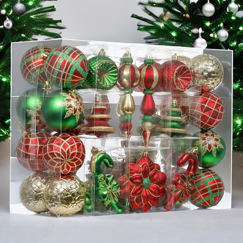 Christmas Sensation Mega Holiday Ornament Set, 108 Unique Baubles, Trees, Candycanes, and Snowflakes Ornament Bundle OrnamentallyYou 