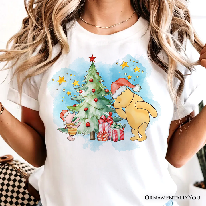 Christmas With Pooh Bear and Friends T-Shirt, Heartwarming Holiday Tee