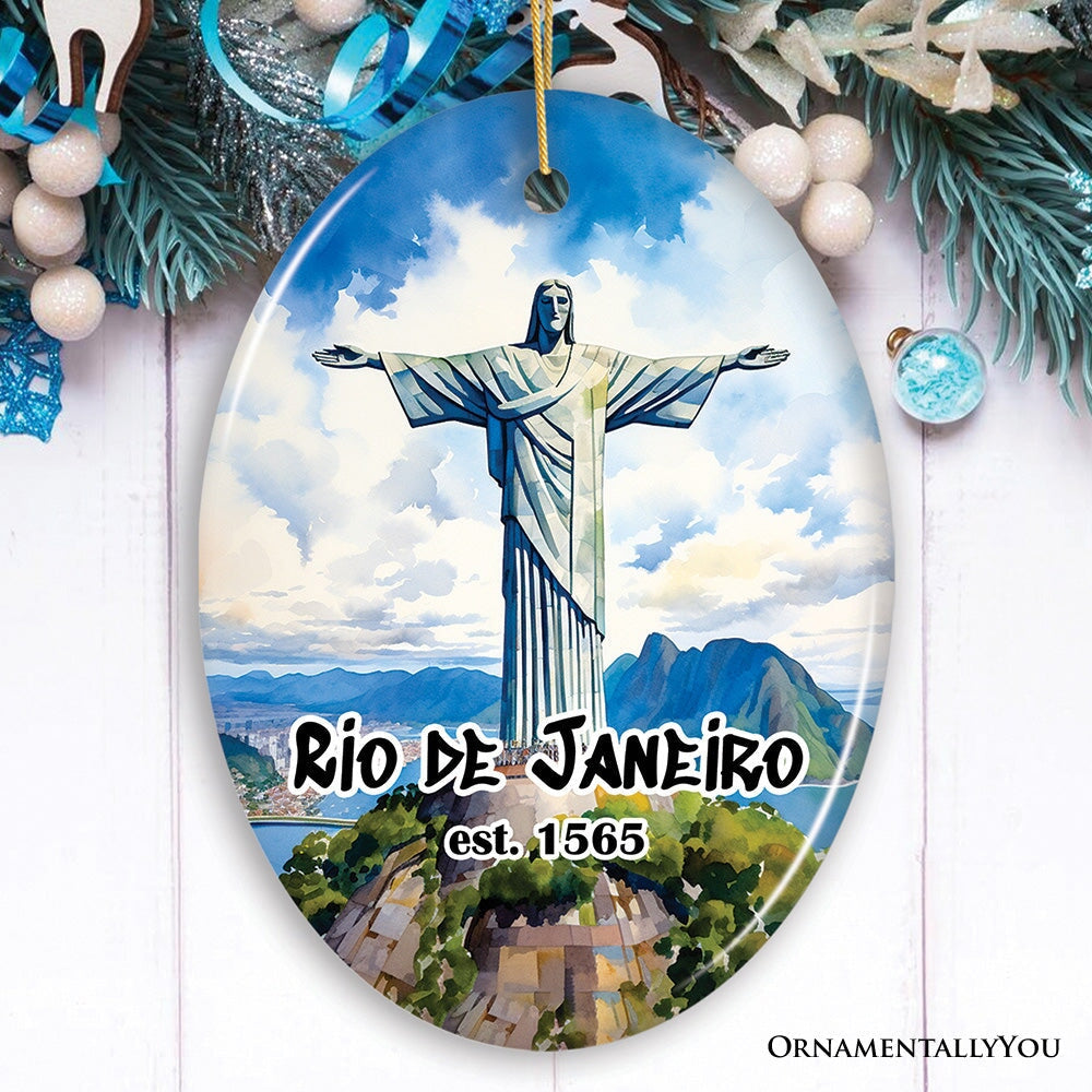 Christ the Redeemer Ornament, Brazilian Christmas Gift, Rio de Janeiro Souvenir Ceramic Ornament OrnamentallyYou 