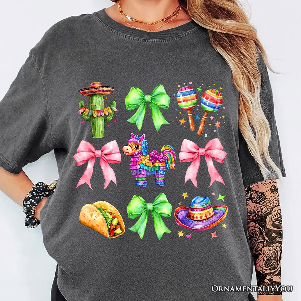 Cinco De Mayo Coquette Bow T-Shirt, Mexican Fiesta Maracas Tee T-Shirts OrnamentallyYou 