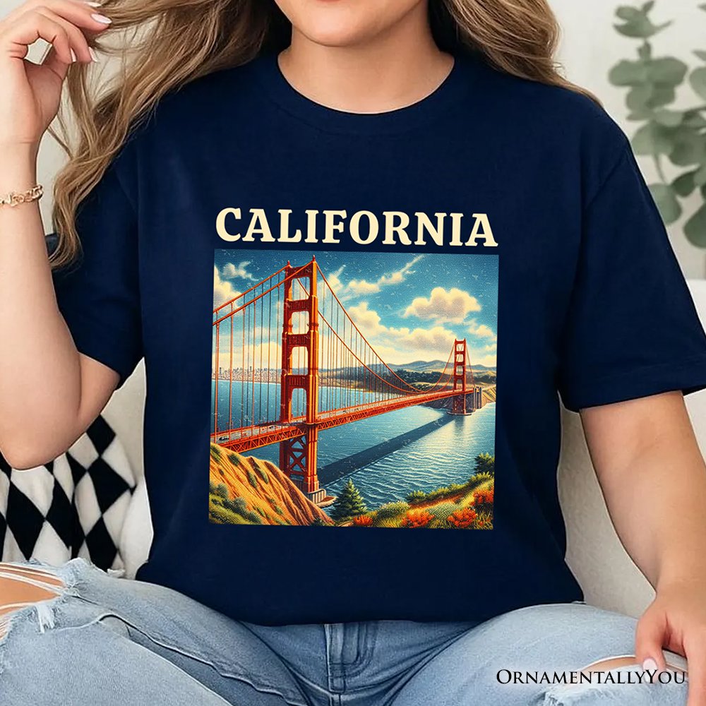 Classic California State Golden Gate Bridge T-Shirt, San Francisco Bay Tee and Coastal Landmark Souvenir T-Shirts OrnamentallyYou 