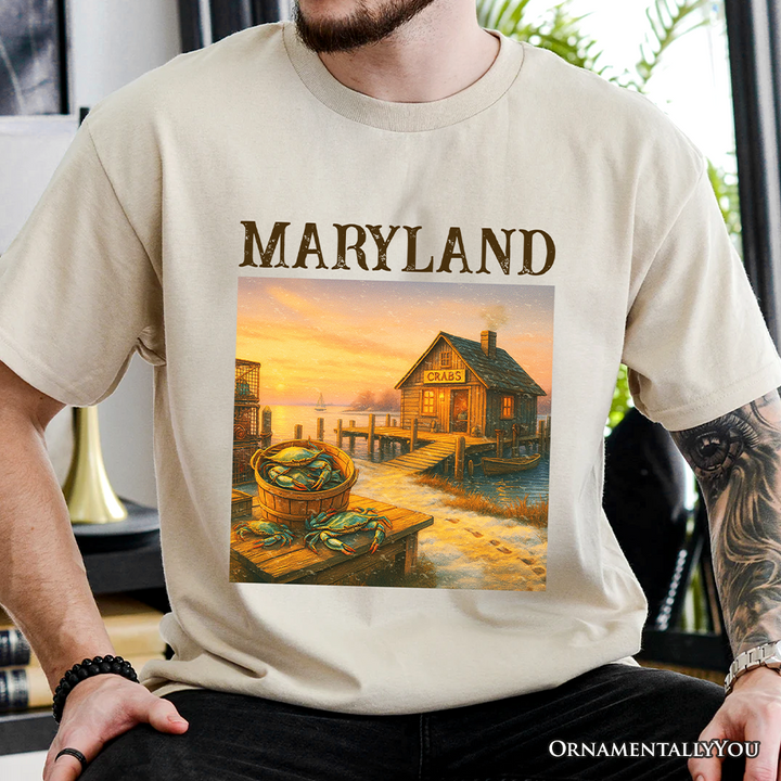 Coastal Maryland State Crabbing T-Shirt, Chesapeake Bay Fishing Heritage Tee and Travel Souvenir
