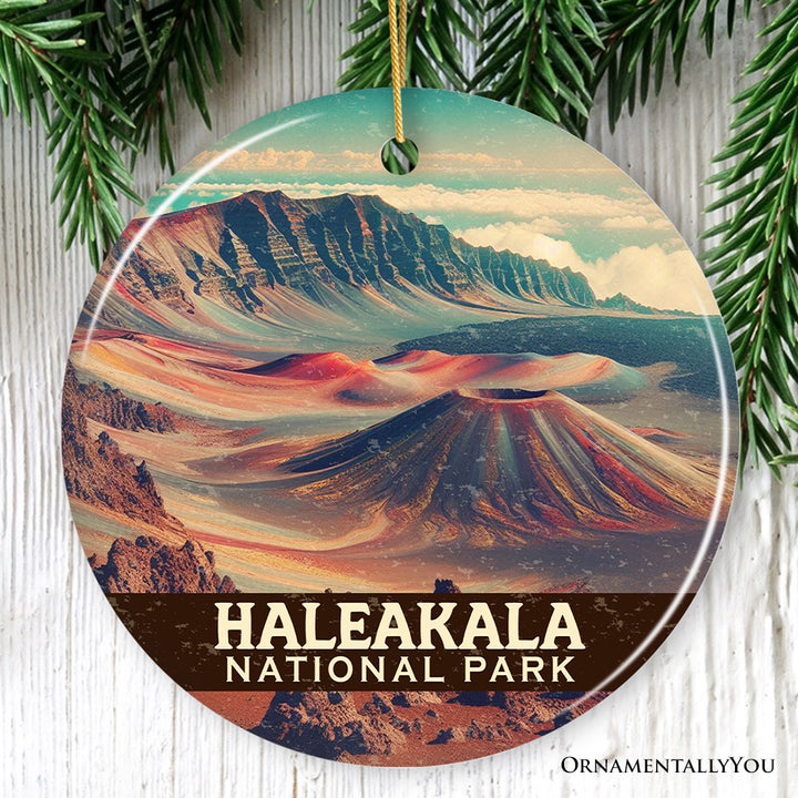 Colorful Haleakala National Park Ornament, Hawaii Volcanic Crater Landscape Christmas Gift and Island Adventure Keepsake