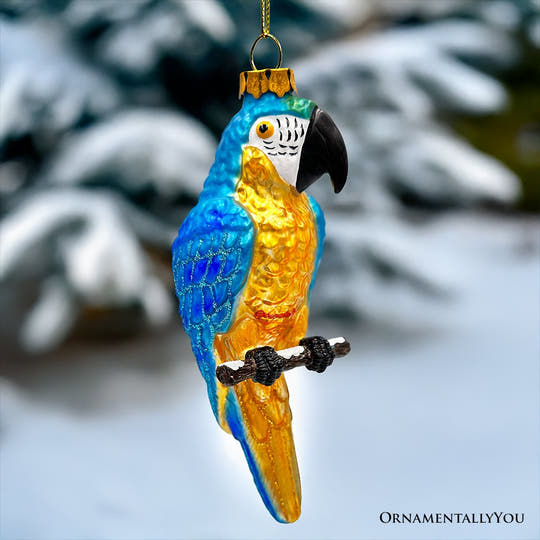 Colorful Parrot Glass Christmas Ornament, Unique Bird Holiday Tree Decor Glass Ornament OrnamentallyYou 