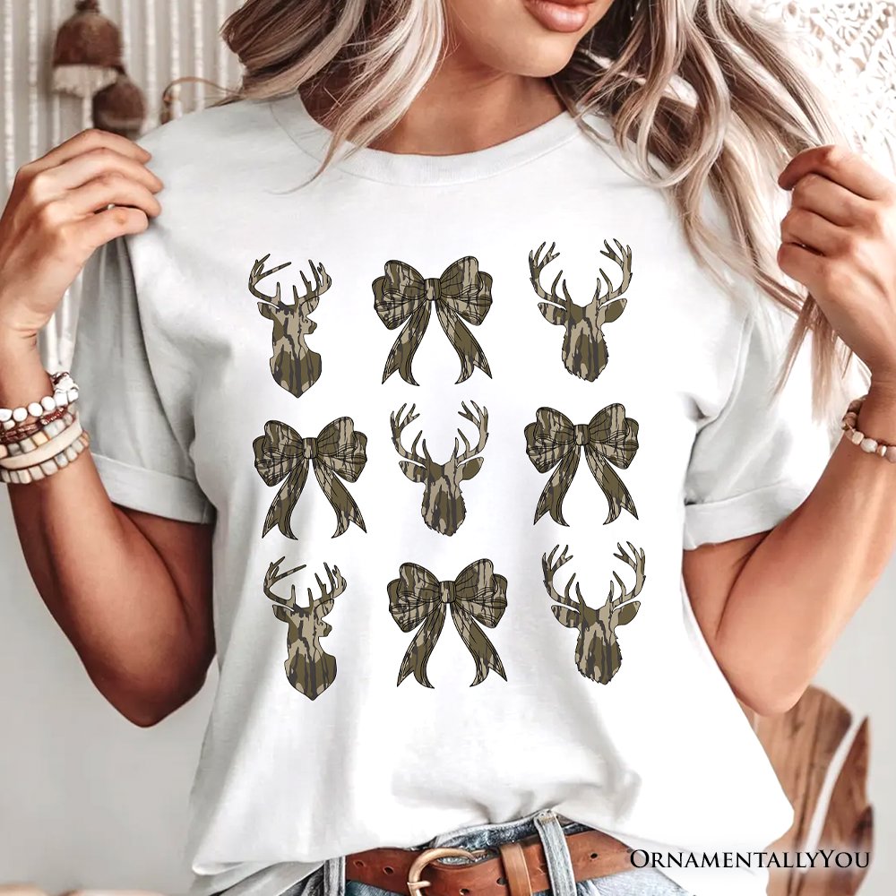 Coquette Deer Hunt T-Shirt, Camo Woodland Hunting Tee T-Shirts OrnamentallyYou 