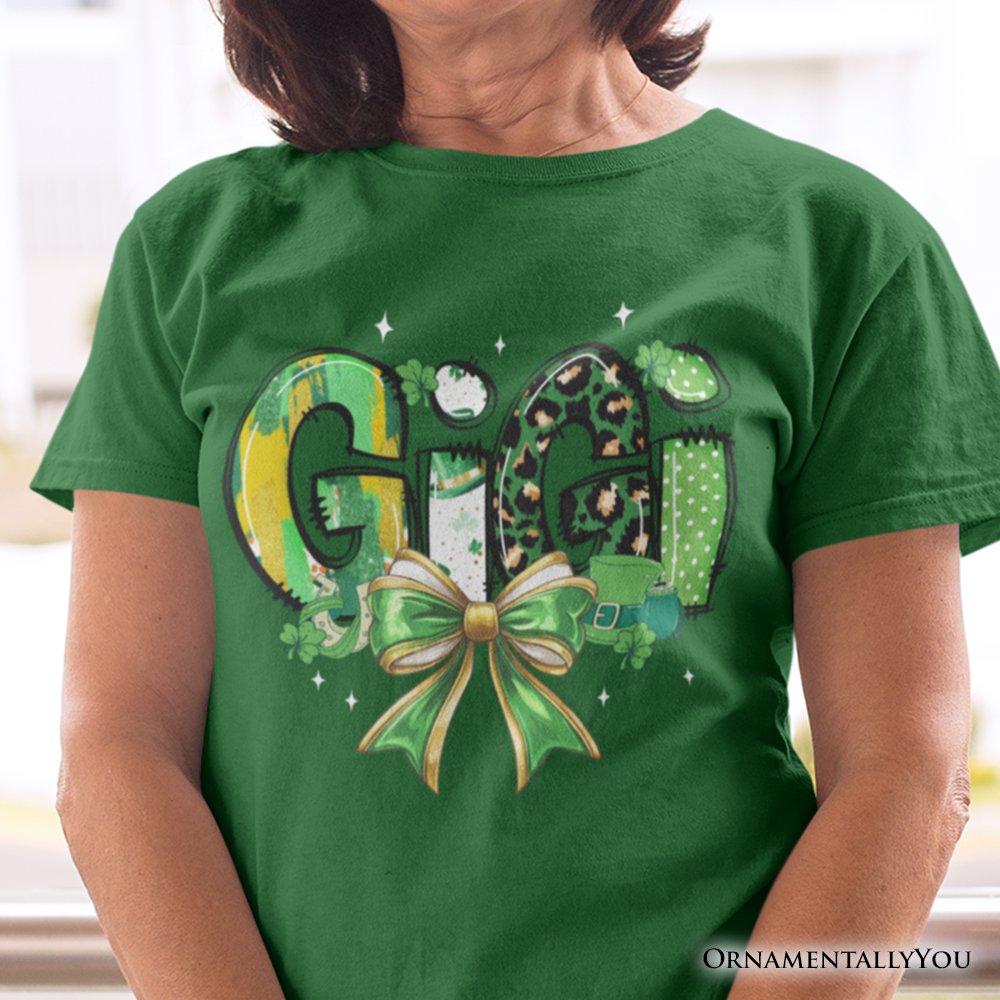 Coquette Gigi Bow St Patrick’s Day T-Shirt, Green Lucky Shamrock Clover Tee T-Shirts OrnamentallyYou 