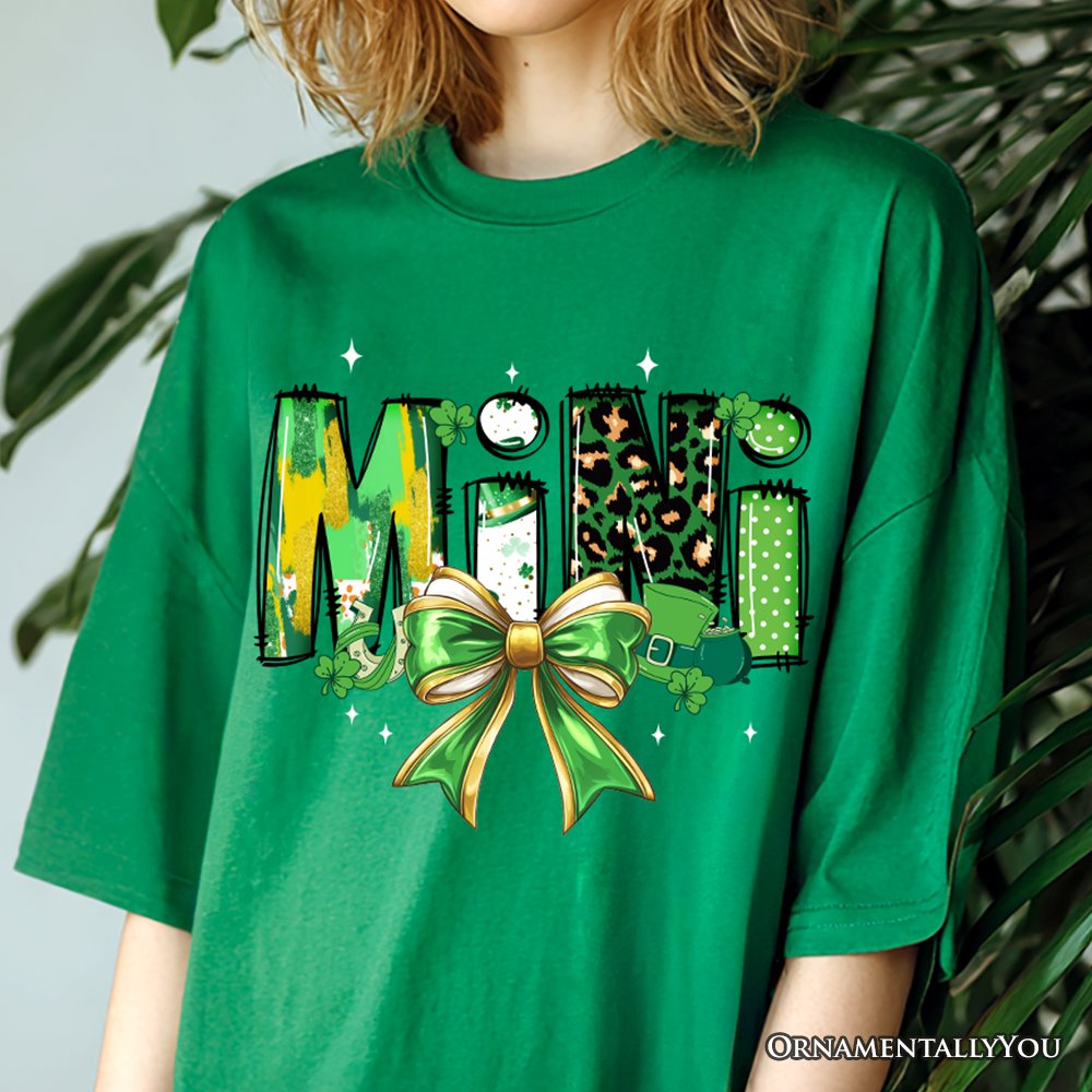 Coquette Mini Clover Bow St Patrick’s Day T-Shirt, Green Lucky Shamrock Clover Tee T-Shirts OrnamentallyYou 