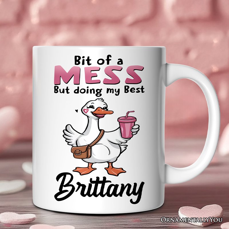 Coquette Pink Goose Personalized Mug, Sassy Gift With Custom Name Personalized Ceramic Mug OrnamentallyYou 12oz Mug Customized 