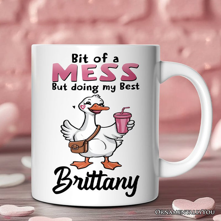Coquette Pink Goose Personalized Mug, Sassy Gift With Custom Name Personalized Ceramic Mug OrnamentallyYou 12oz Mug Customized 
