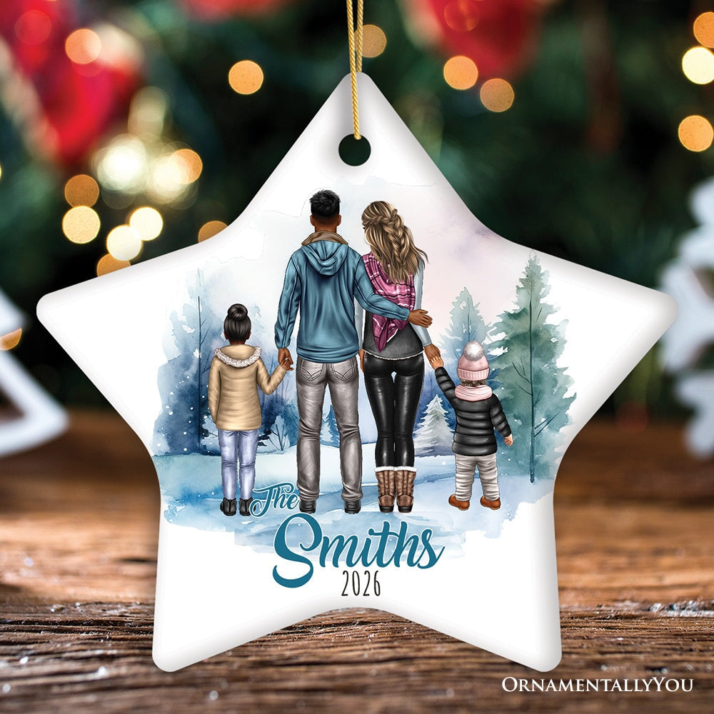 Couple with Children Custom Christmas Ornament, Family of Four Holiday Custom Keepsake Gift Ceramic Ornament OrnamentallyYou Star 