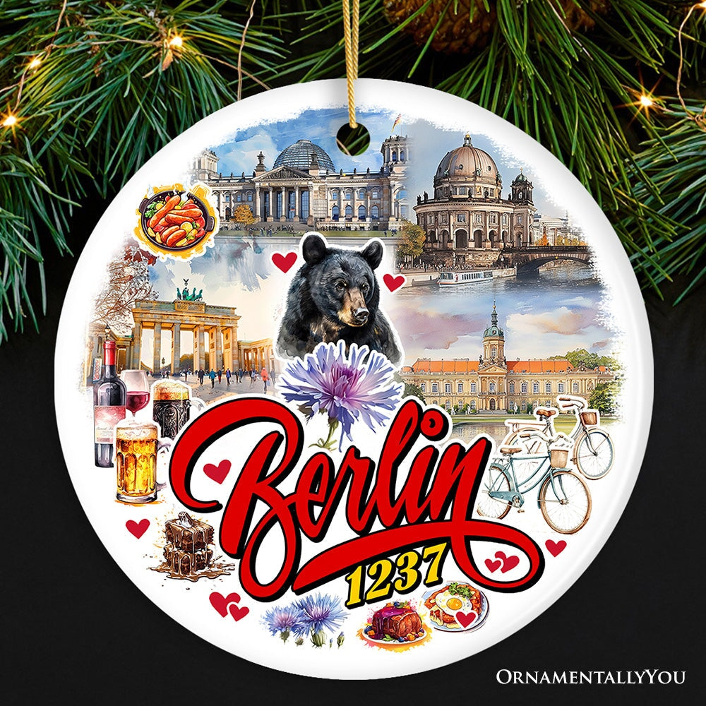 Culturally Artistic Berlin City Ceramic Ornament, Germany Historical Heritage Christmas Gift and Souvenir Ceramic Ornament OrnamentallyYou Circle Version 1 