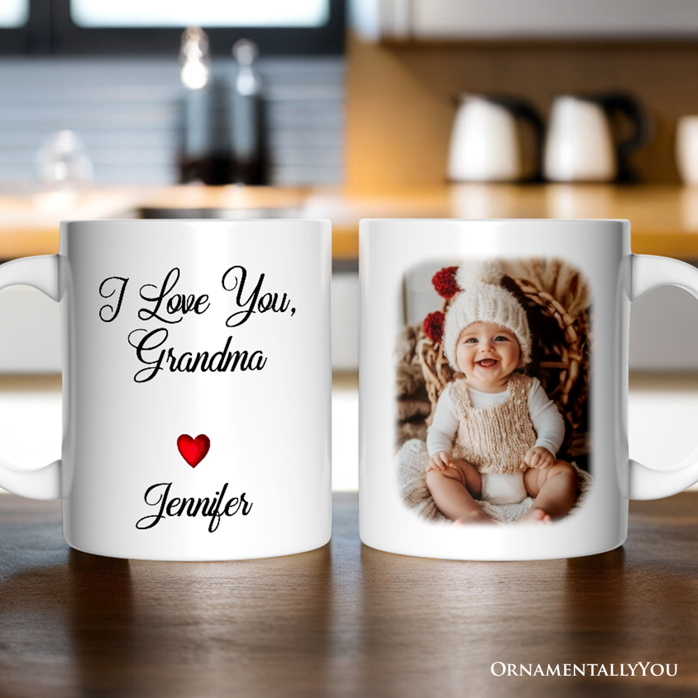 Custom Photo Mug For Grandmother Personalized Mug, I Love You Grandma Gift With Custom Name