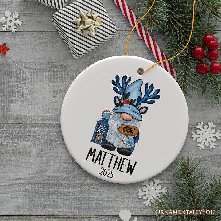 Customized Winter Antler Gnome Christmas Ornament