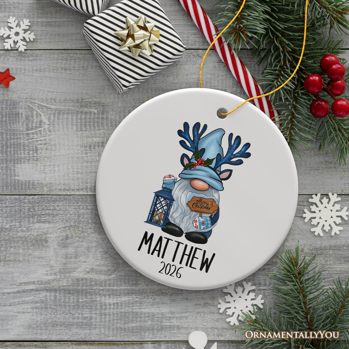 Customized Winter Antler Gnome Christmas Ornament