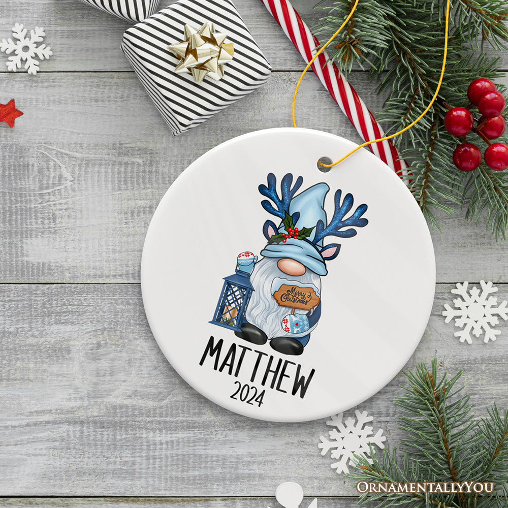 Customized Winter Antler Gnome Christmas Ornament