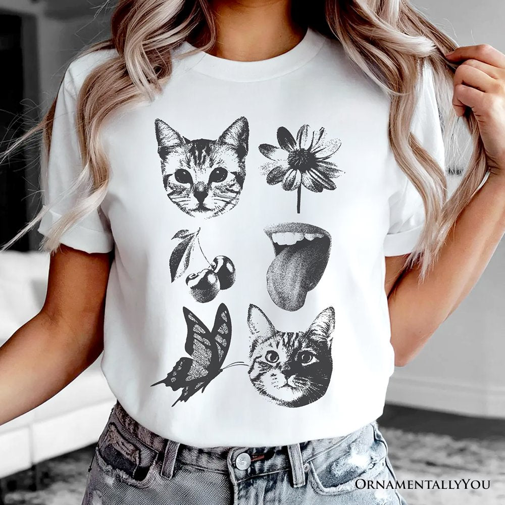 Dangerous Elements Grunge Tattoo Style T-Shirt, Photocopy Stipple Collage Art Tee T-Shirts OrnamentallyYou 