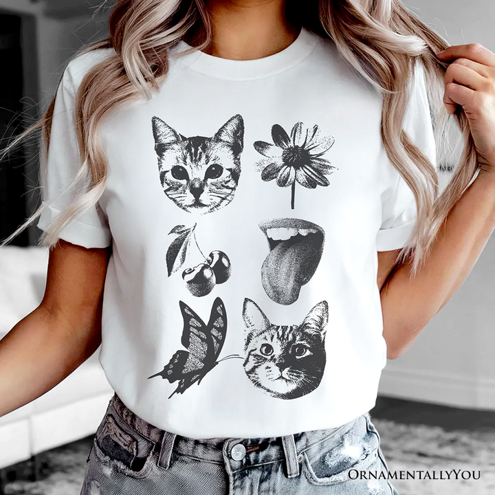 Dangerous Elements Grunge Tattoo Style T-Shirt, Photocopy Stipple Collage Art Tee