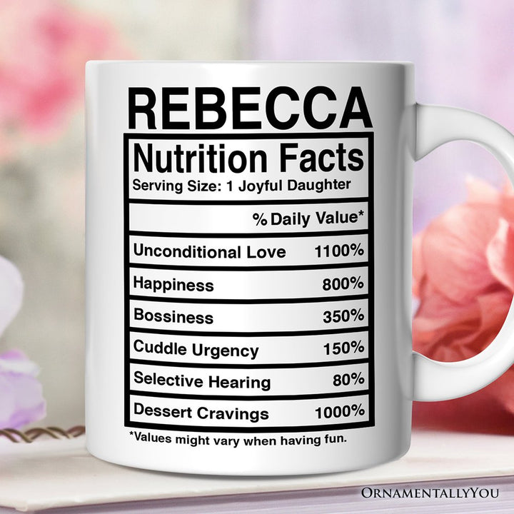 Daughter Nutrition Facts Personalized Mug, Birthday Gift With Custom Names and Percentages Personalized Ceramic Mug OrnamentallyYou 12oz Mug Customized 