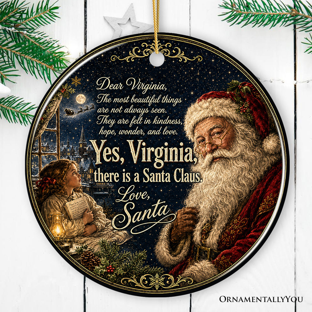 Dear Virginia Santa Letter Quote Ceramic Ornament, Sentimental Holiday Tradition Souvenir