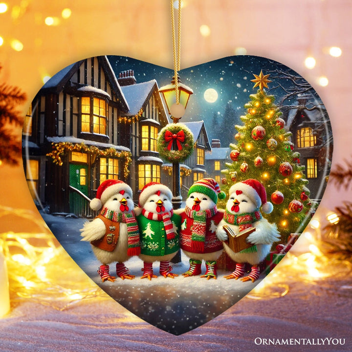 Delightful Victorian Chicken Carolers Ornament, Cozy Christmas Tree Decor Ceramic Ornament OrnamentallyYou 
