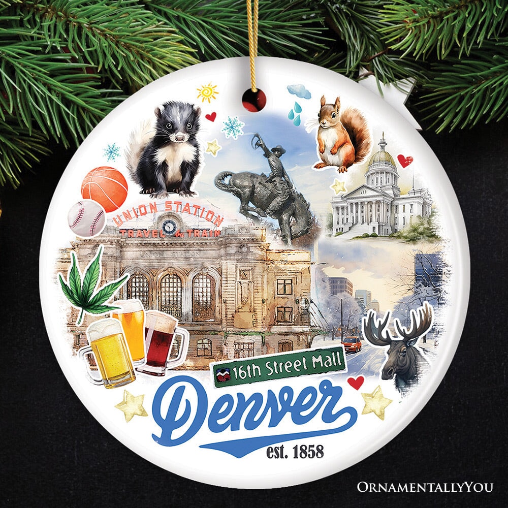 Denver Colorado Artistic Ceramic Ornament, Souvenir and Christmas Decoration Keepsake Ceramic Ornament OrnamentallyYou Circle 