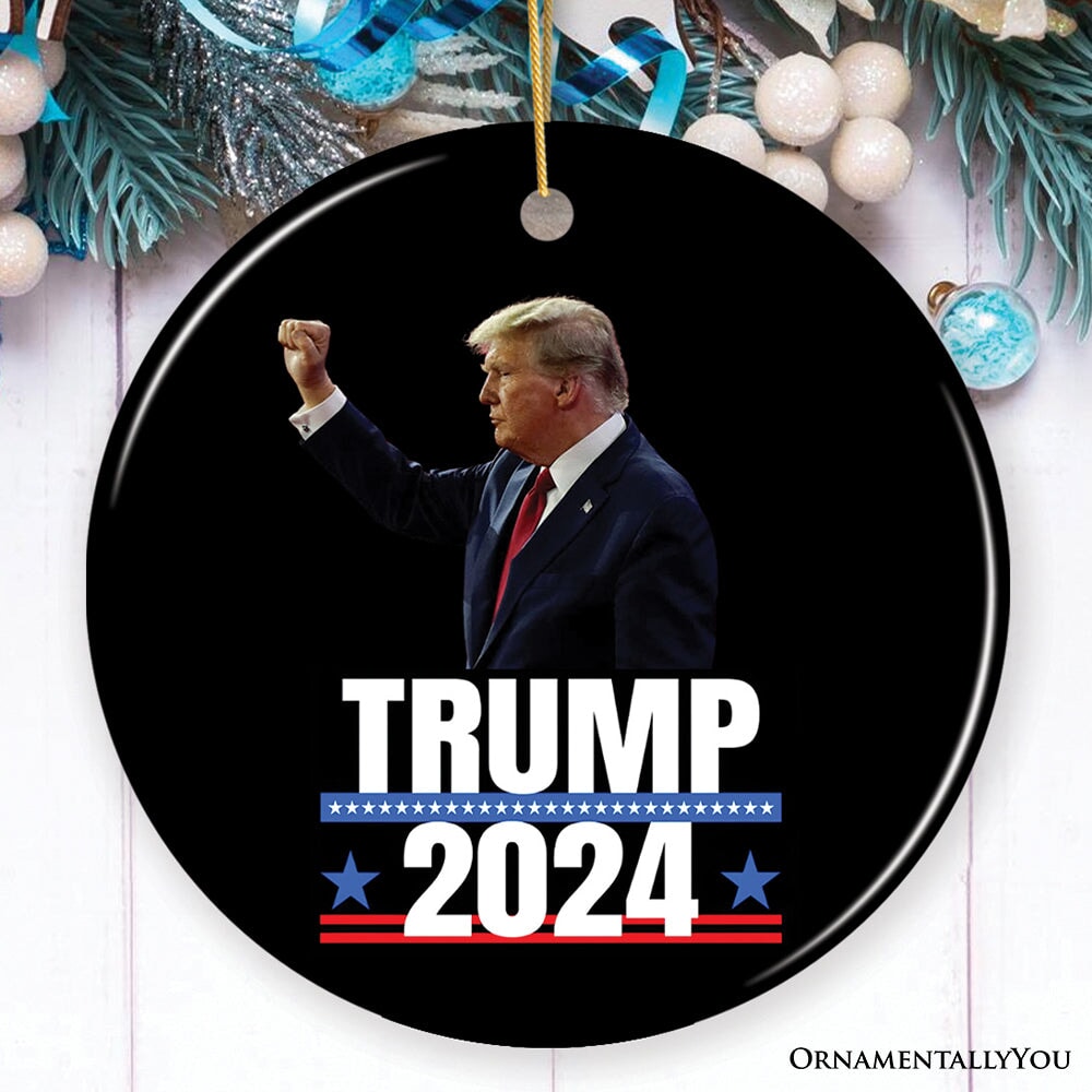 Donald Trump Presidential Candidate 2024 Ornament, Gift For Determined Leadership OrnamentallyYou Circle 