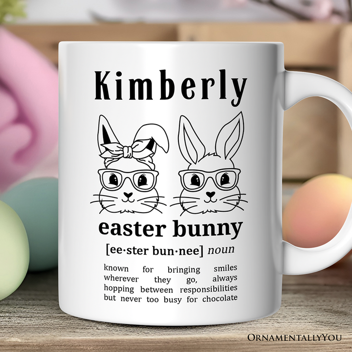 Easter Bunny Definition Personalized Mug, Funny Spring Gift With Custom Name